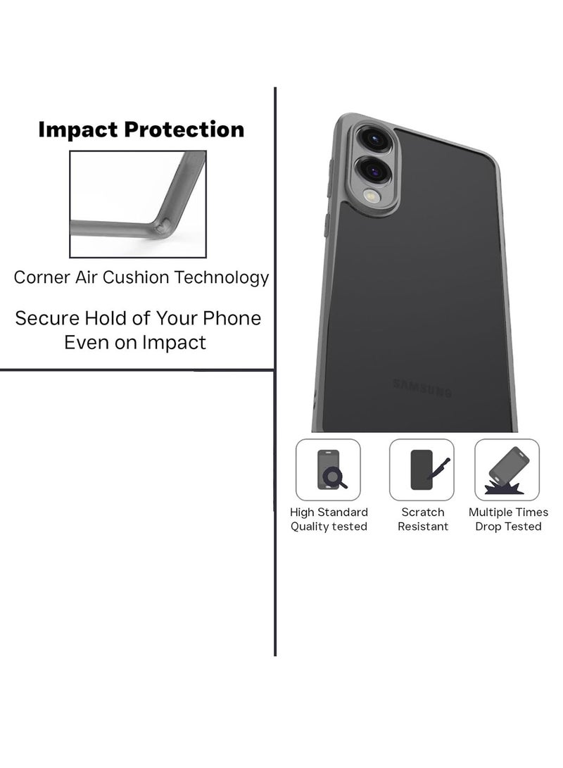 Wtech Samsung Galaxy S25 Edge 5G 2025 Hybrid TPU Silicone with Raised Armour Bumpers Slim Case Cover (MCAPSA) - Clear/Grey - Image 2