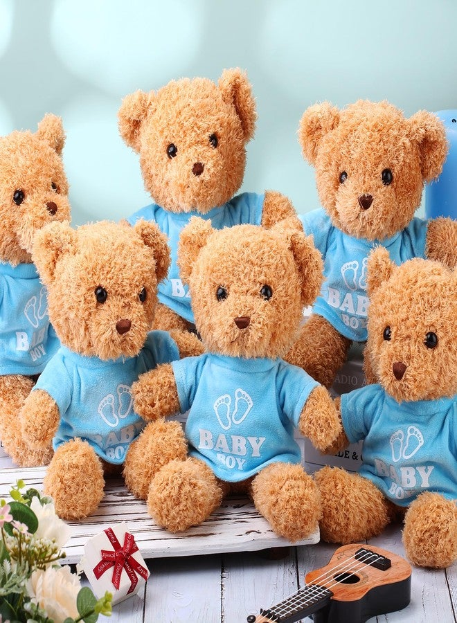 Silipull 6 Pcs Baby Shower Bear Bulk 12 Inch Stuffed Animal Bear Cute T Shirt Plush Toy Gift Fluffy Decorations for Shower Birthday Gender Reveal Party Favors(Baby Boy) - Image 3