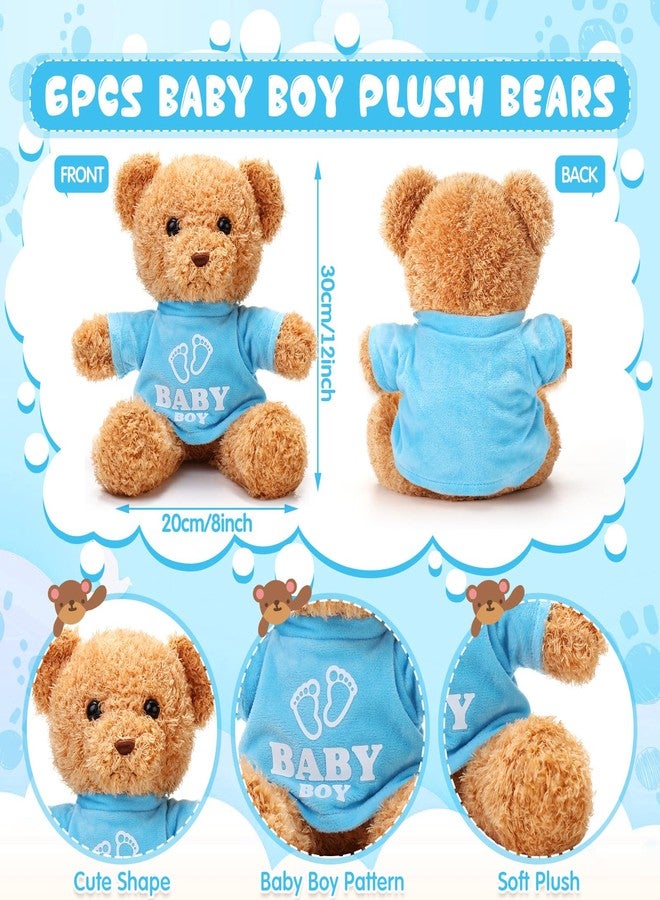 Silipull 6 Pcs Baby Shower Bear Bulk 12 Inch Stuffed Animal Bear Cute T Shirt Plush Toy Gift Fluffy Decorations for Shower Birthday Gender Reveal Party Favors(Baby Boy) - Image 2