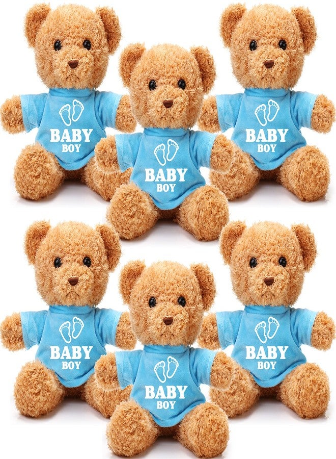 Silipull 6 Pcs Baby Shower Bear Bulk 12 Inch Stuffed Animal Bear Cute T Shirt Plush Toy Gift Fluffy Decorations for Shower Birthday Gender Reveal Party Favors(Baby Boy) - Image 1