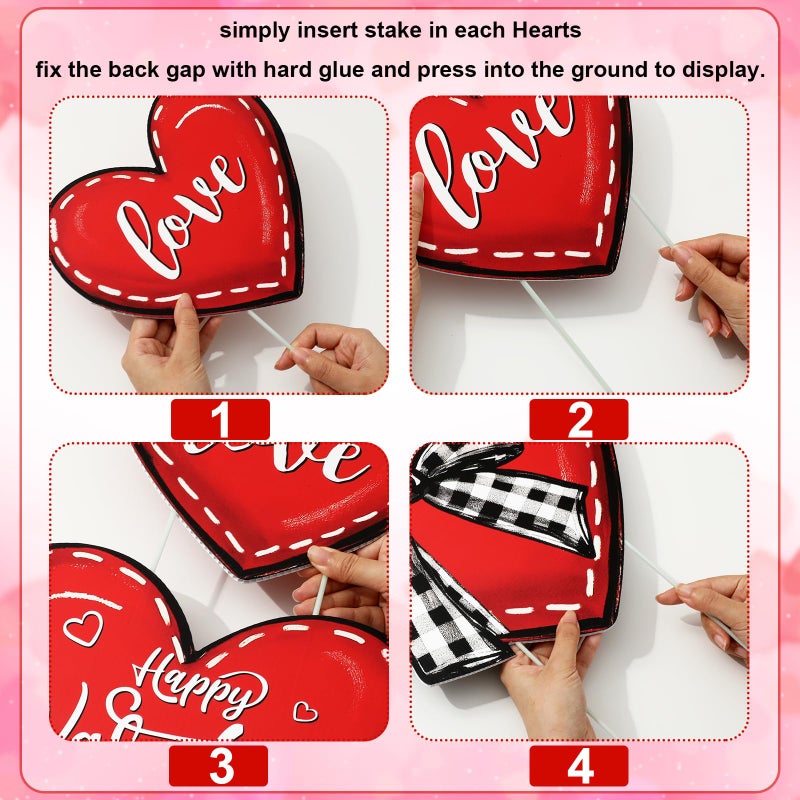 FYSUIMU Valentine' s Day Outdoor Decorations Heart Yard Stake 31 Inch Red Love Heart Yard Sign for Wedding Anniversary Garden Lawn Patio Front Porch Decor - Image 3