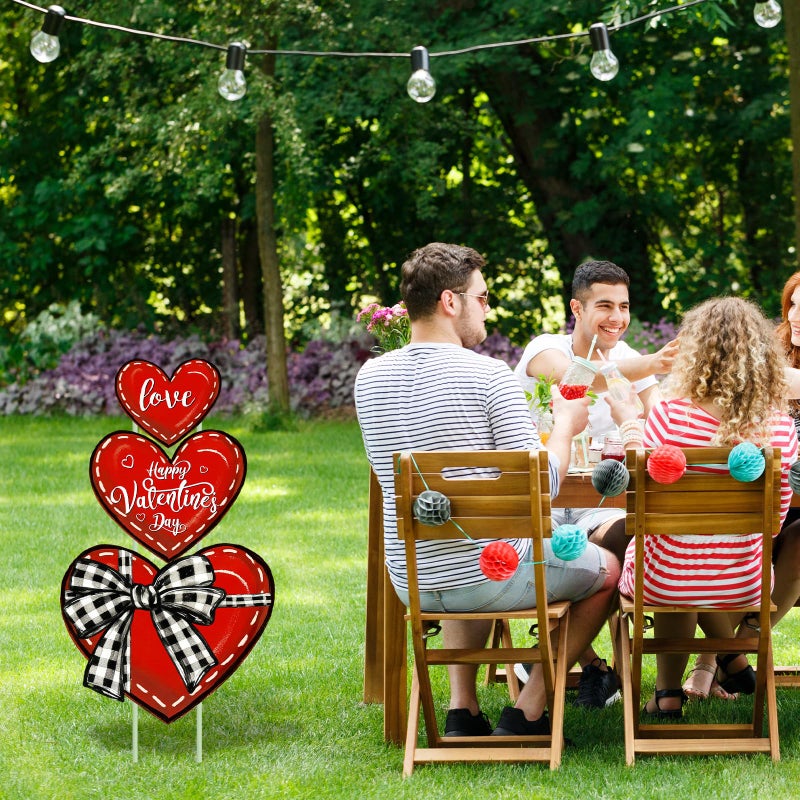 FYSUIMU Valentine' s Day Outdoor Decorations Heart Yard Stake 31 Inch Red Love Heart Yard Sign for Wedding Anniversary Garden Lawn Patio Front Porch Decor - Image 5