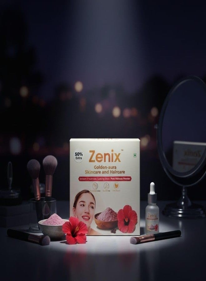 Zenix Golden-Aura Skincare & Haircare Powder | Pure Hibiscus Powder for Instant Freshness & Lasting Glow | Natural Beauty & Hair Nutrition | 50% Extra Value Pack (pack of -1) - Image 1