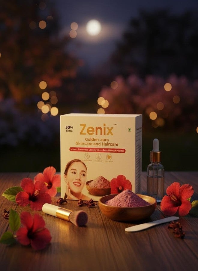 Zenix Golden-Aura Skincare & Haircare Powder | Pure Hibiscus Powder for Instant Freshness & Lasting Glow | Natural Beauty & Hair Nutrition | 50% Extra Value Pack (pack of -1) - Image 2