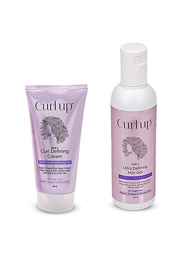 Curl Up - Curl up Curl Styling Combo With Curl Defining Cream & Ultra Defining Gel - For Dry Frizzy, Wavy & Curly Hair - Sulphate, Paraben & Silicone Free, Pack of 1 - Image 1