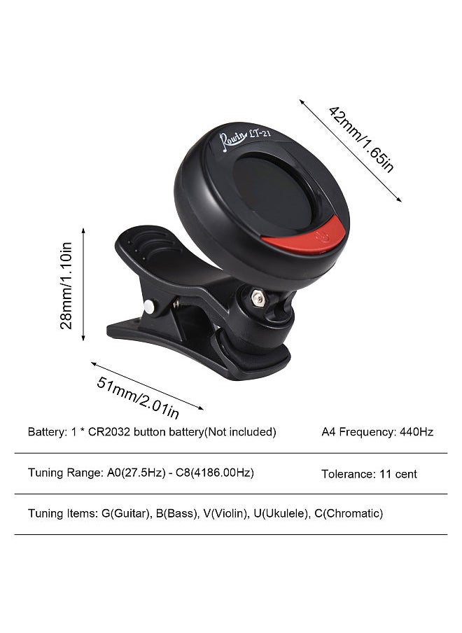 Rowin Rowin LT-21 Mini Clip Digital Tuner Dual Color Backlight LCD Clip On Tuner  - Image 5