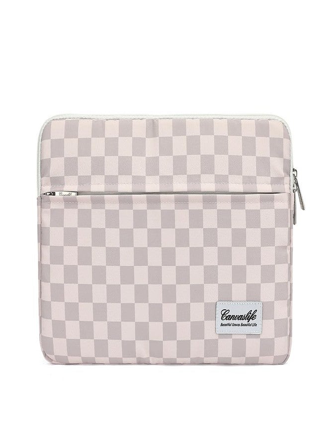 Canvaslife Neutral Checker Pattern Laptop Sleeve Case Cover with Pocket for MacBook Pro 14 inch and 14 inch-14.4 inch HP, Lenovo, Dell, ASUS, Acer Notebook Computer - Image 1