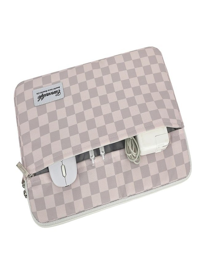 Canvaslife Neutral Checker Pattern Laptop Sleeve Case Cover with Pocket for MacBook Pro 14 inch and 14 inch-14.4 inch HP, Lenovo, Dell, ASUS, Acer Notebook Computer - Image 2
