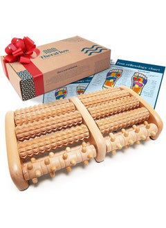 TheraFlow TheraFlow Double Foot Massager Size L - Original Shiatsu Acupressure - Plantar Fasciitis Relief – Plantar Reflexology Diagram/Instructions for Use – Wood  - Image 1