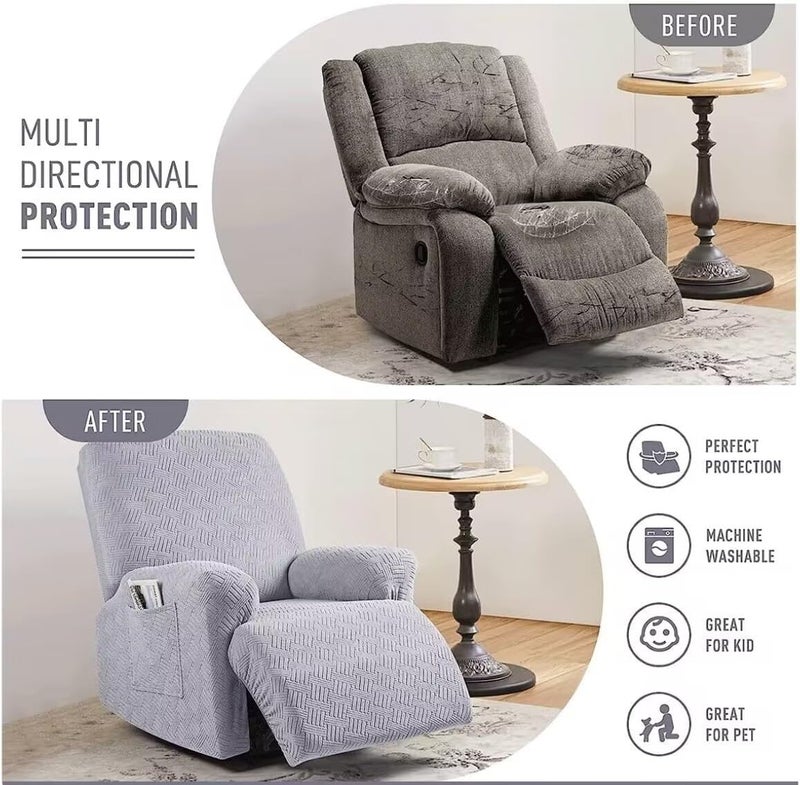 Stretch Recliner Chair Cover: Gray, Universal Fit - Furniture Protector Recliner Sofa Cover for Living Room Decor - Image 4