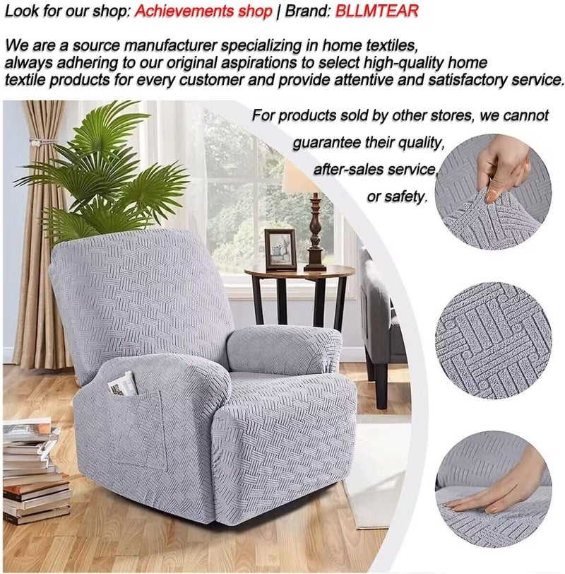 Stretch Recliner Chair Cover: Gray, Universal Fit - Furniture Protector Recliner Sofa Cover for Living Room Decor - Image 2