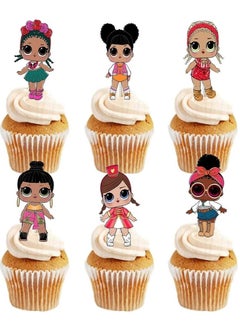 Generic Girl's Dolls Cupcakes Toppers paper cardboard Birthday Party Supplies - 12 Pieces 