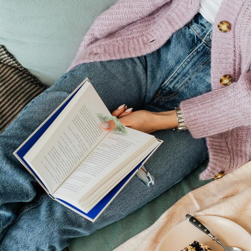 حامل الصفحات بالإبهام للقراءة (عبوتان)، علامة تبويب الإبهام بنمط الطاقة، حامل فتح الكتاب، حامل الصفحات بالإصبع، إكسسوارات الكتب لعشاق القراءة (وردي وأخضر زيتوني) - Image 5