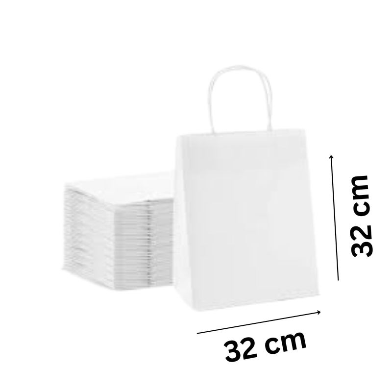 Golden Master Kraft Paper Bags 10 Pieces 32 * 32 * 14 With Handles For Shopping, Gifts And Small Business (White Craft) - Image 2
