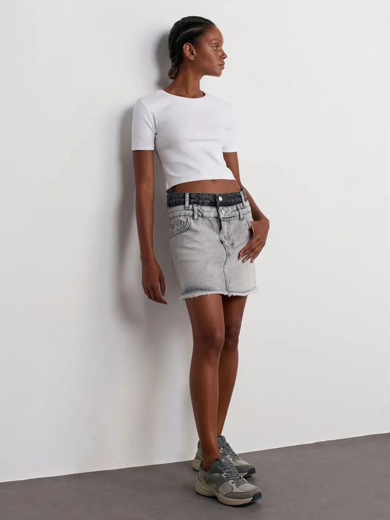 Dilvin DILVIN Women's Mid-Waist Mini Denim Skirt