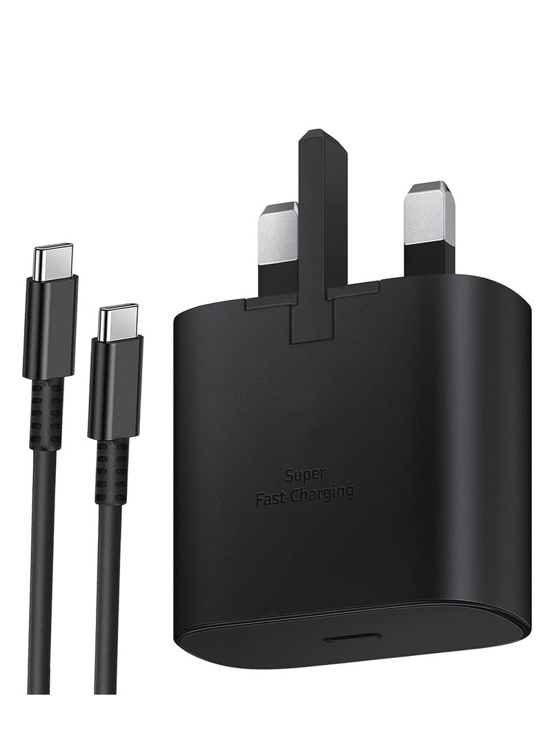 شاحن سريع لهاتف Samsung Galaxy Max 65 وات، رأس شاحن بثلاثة منافذ مع كابل شحن USB Type-C، S23 Ultra S23 Plus S23 S23 S22 Ultra S22 S21 Ultra S21 S21 A54 A53 A52
