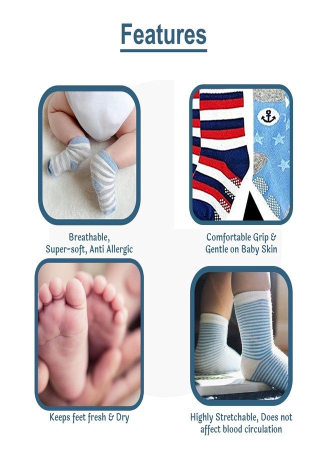 Lookool Baby Socks Pack of 4 - New Born Baby Kids Cotton Grip Socks for Unisex Babies - Soft Organic Multicolor Printed Socks for 6 to 24 Months Baby Boy - Girl - Image 5