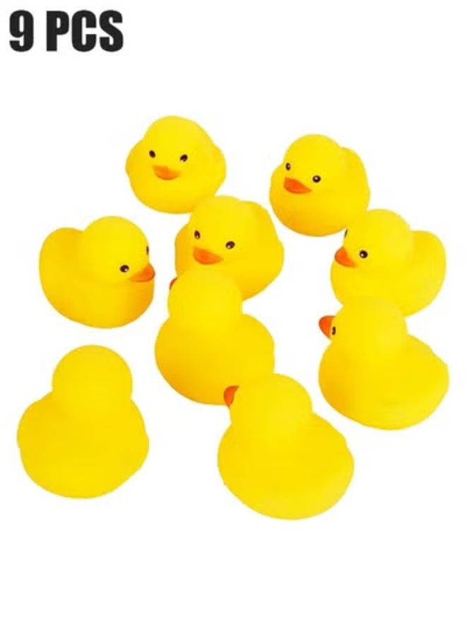 Bath Duck Toys, 9 Pcs Mini Bath Duck Toys, Yellow Rubber Ducks Float Ducks Baby Shower Toy for Toddlers Boys Girls Over 3 Months (2.17 Inches) - Image 1