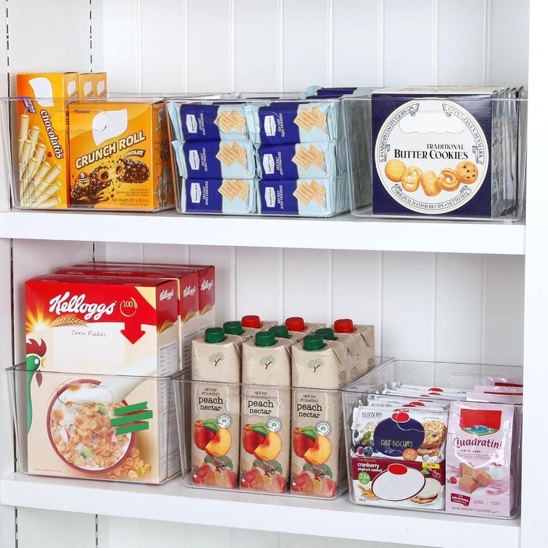 Vtopmart 4 Pack Extra Large Clear Plastic Storage Bins,11x11 Cube Acrylic Organizer Square Containers with Handle for Pantry,Closet,LaundryRoom,Kitchen,Bathroom,UnderSink Organization - Image 5