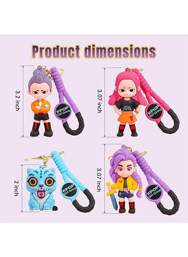 مجموعة سلاسل مفاتيح "صائدو الشياطين" من الكيبوب (4 قطع)، مجموعة دمى "صائدو الشياطين"، منتجات رسمية، سلاسل مفاتيح على شكل مجسمات لطيفة لمحبي الكيبوب - Image 2