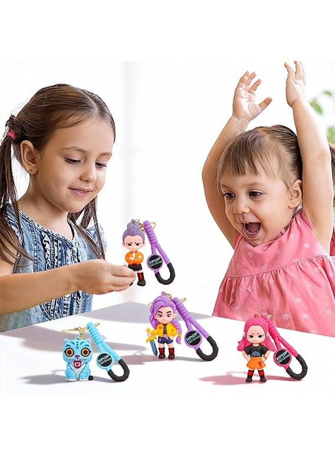 مجموعة سلاسل مفاتيح "صائدو الشياطين" من الكيبوب (4 قطع)، مجموعة دمى "صائدو الشياطين"، منتجات رسمية، سلاسل مفاتيح على شكل مجسمات لطيفة لمحبي الكيبوب - Image 4