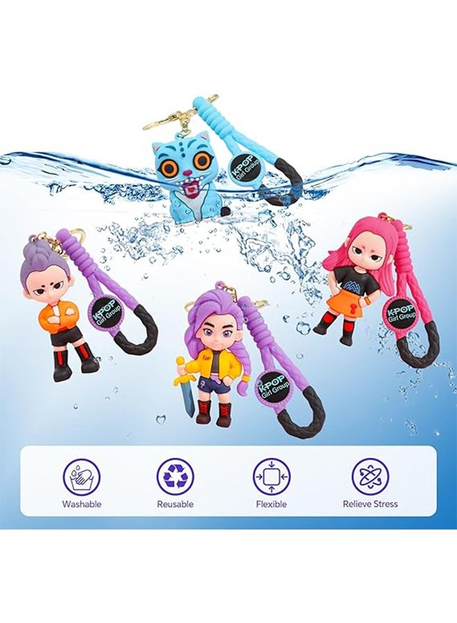 مجموعة سلاسل مفاتيح "صائدو الشياطين" من الكيبوب (4 قطع)، مجموعة دمى "صائدو الشياطين"، منتجات رسمية، سلاسل مفاتيح على شكل مجسمات لطيفة لمحبي الكيبوب - Image 3