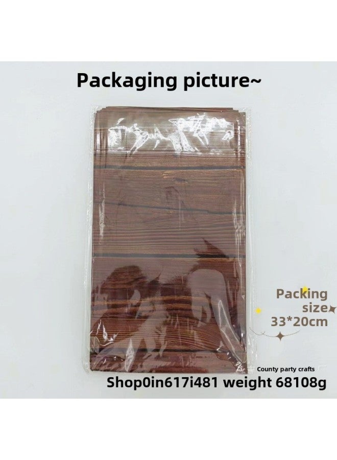 Brown Wood Grain Tablecloth Vintage Farm Theme Party Tablecloth Disposable Wedding Party Table Decoration Supplies-Color:Brown-Specifications:130*274cm - Image 5