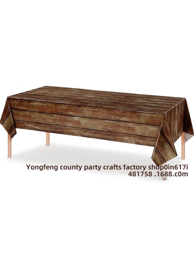 Brown Wood Grain Tablecloth Vintage Farm Theme Party Tablecloth Disposable Wedding Party Table Decoration Supplies-Color:Brown-Specifications:130*274cm - Image 1