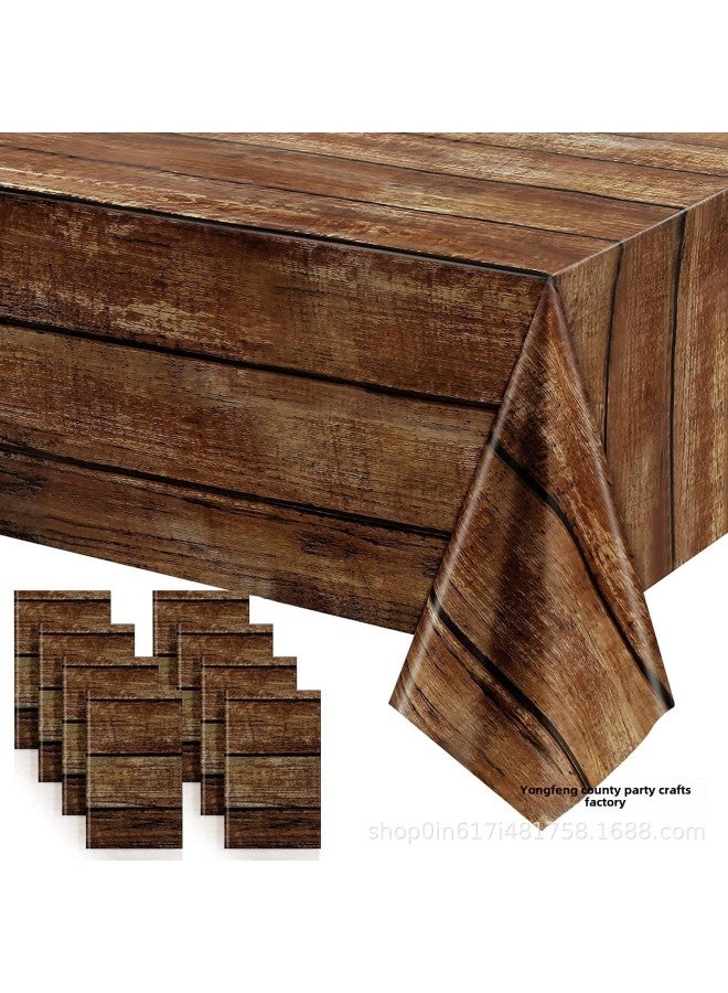 Brown Wood Grain Tablecloth Vintage Farm Theme Party Tablecloth Disposable Wedding Party Table Decoration Supplies-Color:Brown-Specifications:130*274cm - Image 3
