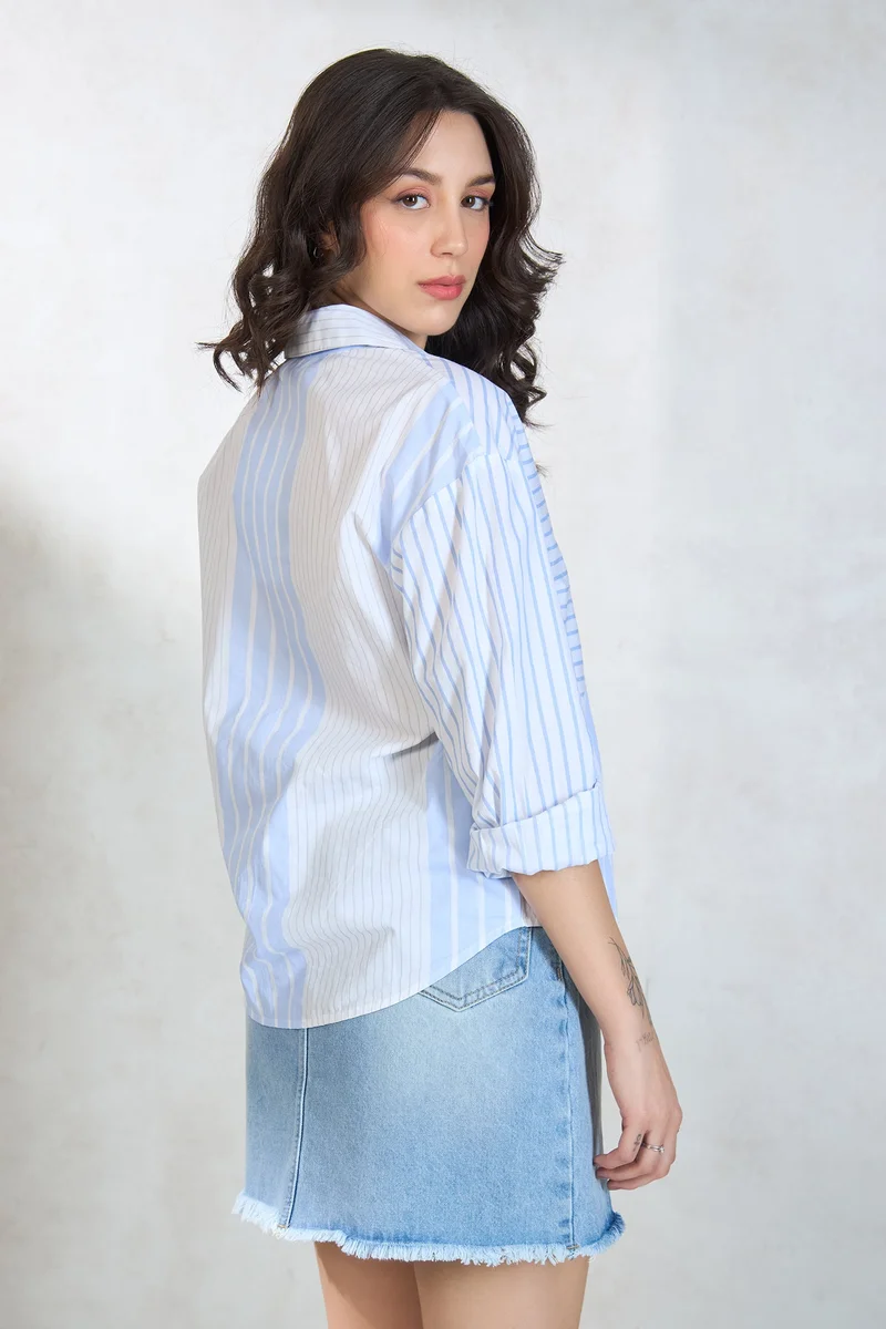 Virgio Cotton Chic Workwear Striped Shirts for Women