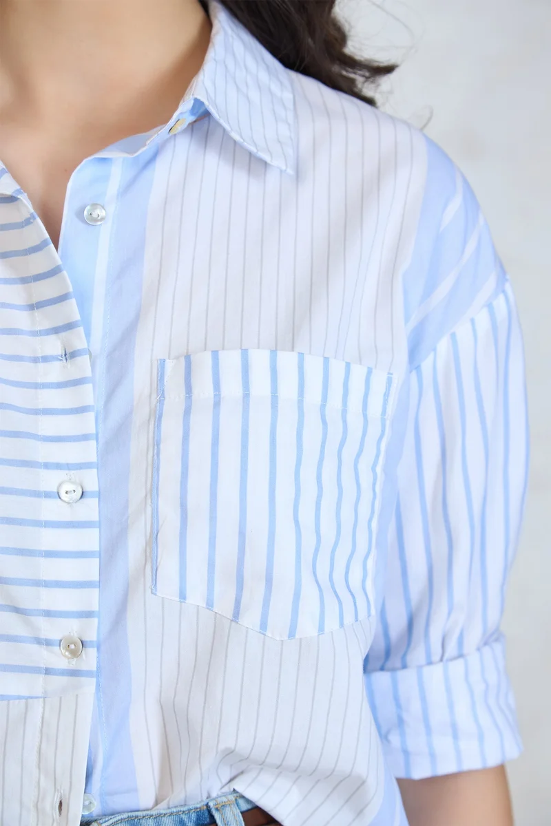 Virgio Cotton Chic Workwear Striped Shirts for Women