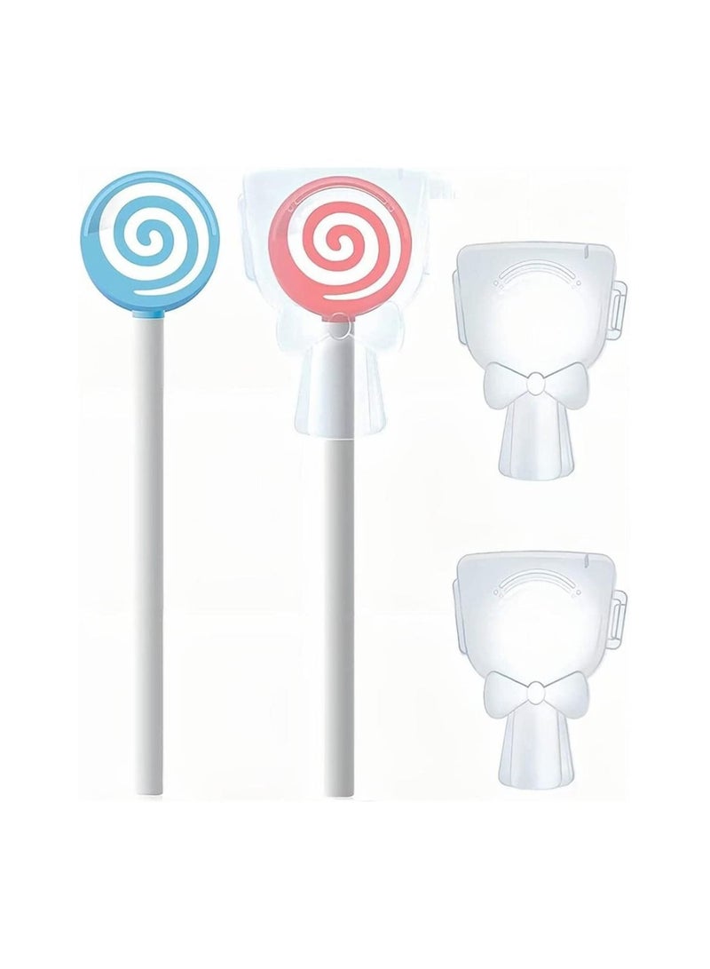 Baby Tongue Cleaner,2Pcs Kids Tongue Scraper Cleaner Set, Lollipop Shape Soft Silicone Tongue Brush with Cover, Infant Oral Cleaning Stick, Baby Oral Cleaner, Reduce Bad Breath