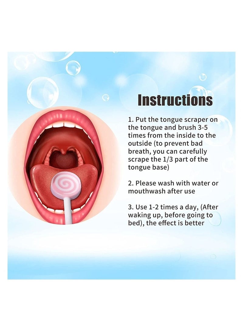 Baby Tongue Cleaner,2Pcs Kids Tongue Scraper Cleaner Set, Lollipop Shape Soft Silicone Tongue Brush with Cover, Infant Oral Cleaning Stick, Baby Oral Cleaner, Reduce Bad Breath