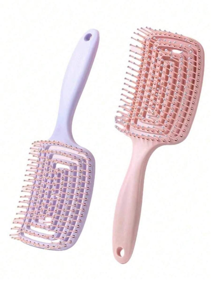 2-Piece Rib Comb Set, High-Volume Crown Hair Styling Tool for Women, Curved Hollow Hairbrush for Long Hair Massage - 2-Piece  Set - Image 1