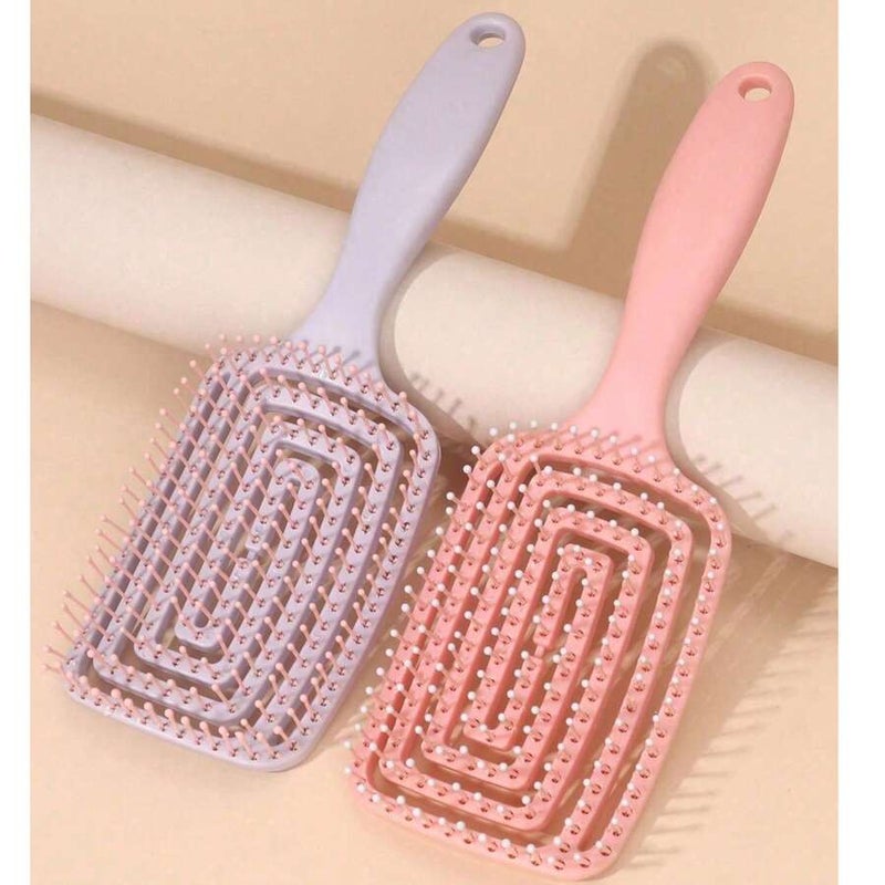 2-Piece Rib Comb Set, High-Volume Crown Hair Styling Tool for Women, Curved Hollow Hairbrush for Long Hair Massage - 2-Piece  Set - Image 2