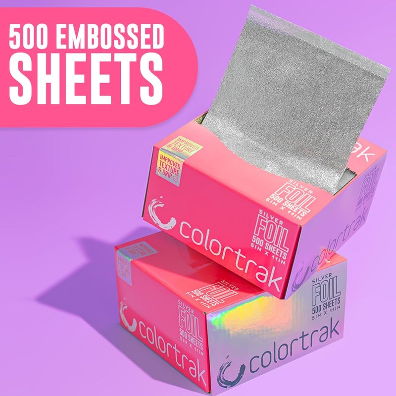 Colortrak Embossed Sheets Silver Aluminum Foil Pop-up Dispenser, 500 Pre-cut Sheets Non-slip Textured, for Hair Foil Coloring and Highlighting Applications Silver, 5 x 11 - Image 4