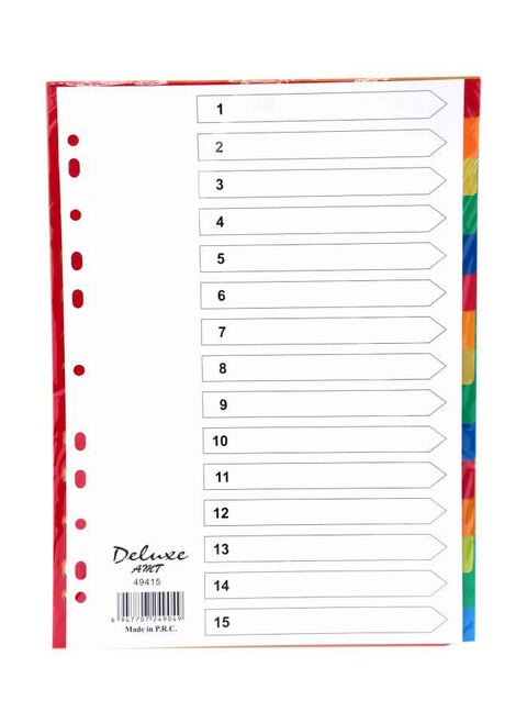 15 Tab Pvc Color Divider, Stationery Binder Index Dividers