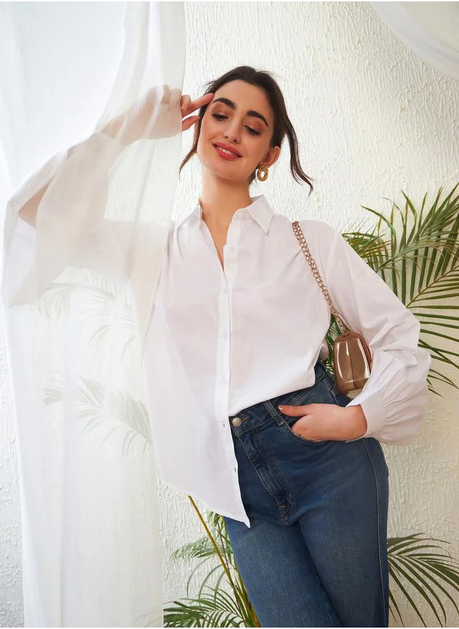 SASSAFRAS Solid Shirt with Bishop Sleeves by Styli