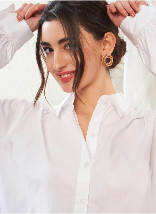 SASSAFRAS Solid Shirt with Bishop Sleeves by Styli