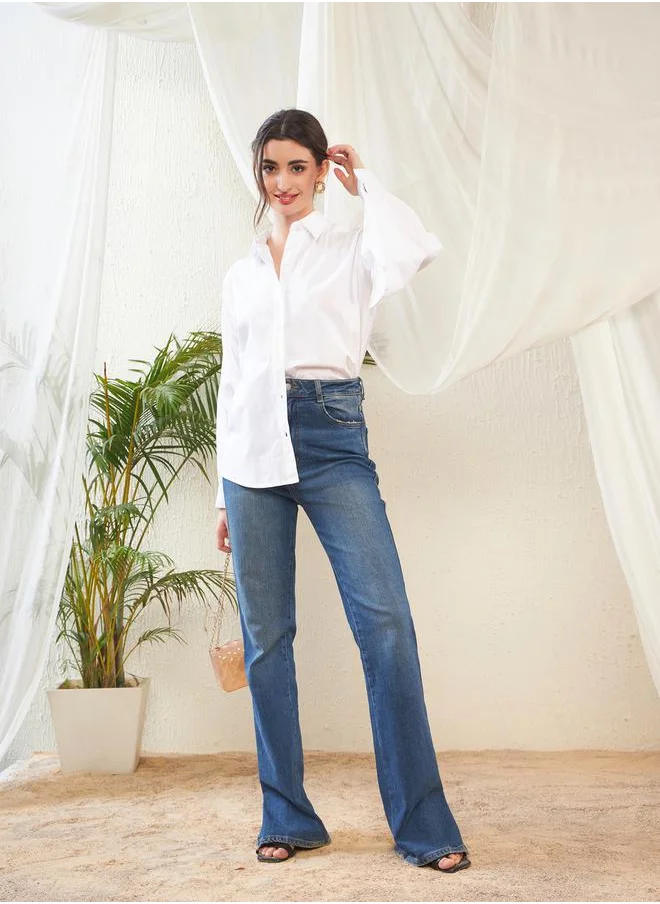 SASSAFRAS Solid Shirt with Bishop Sleeves by Styli
