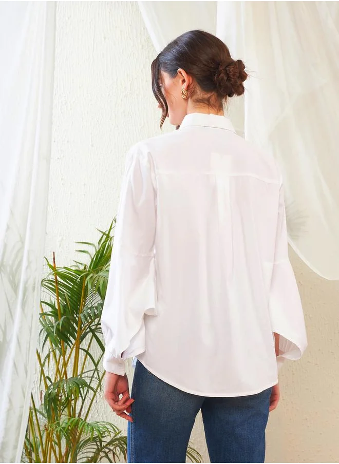 SASSAFRAS Solid Shirt with Bishop Sleeves by Styli