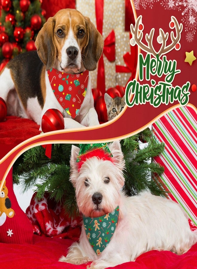 Jeere 100 Pcs Christmas Dog Bandanas Bulk Xmas Red and Green Bandanas for Dogs Triangle Kerchief Bibs Scarf Set for Pet Christmas Costume Photo Props Accessories Pet Shops Groomers Owners, 25 Styles - Image 2