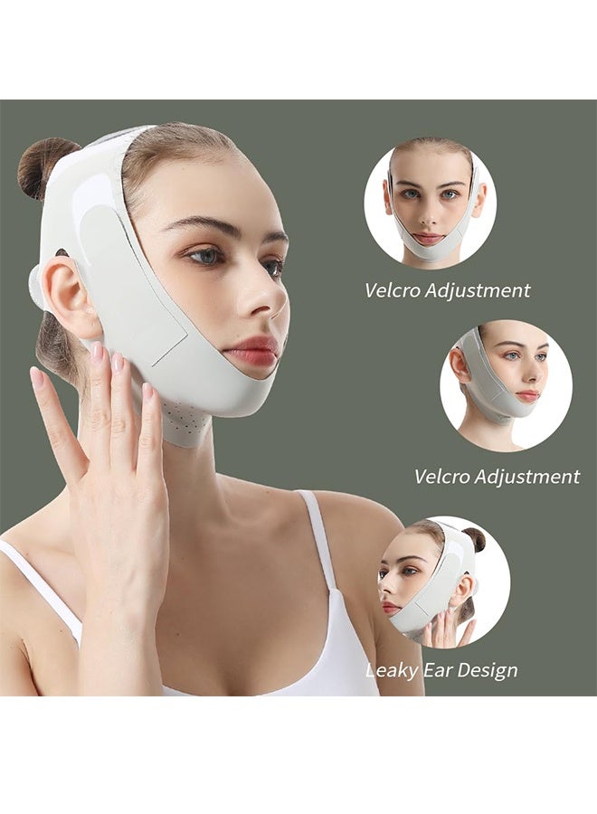 Reusable Facial Lifting Belt, V Line Lifting Mask with Chin Strap for Sleeping, Jaw Exerciser V-Shaped Double Chin Reducer, Jawline Shaper with Adjustable Straps - Image 2