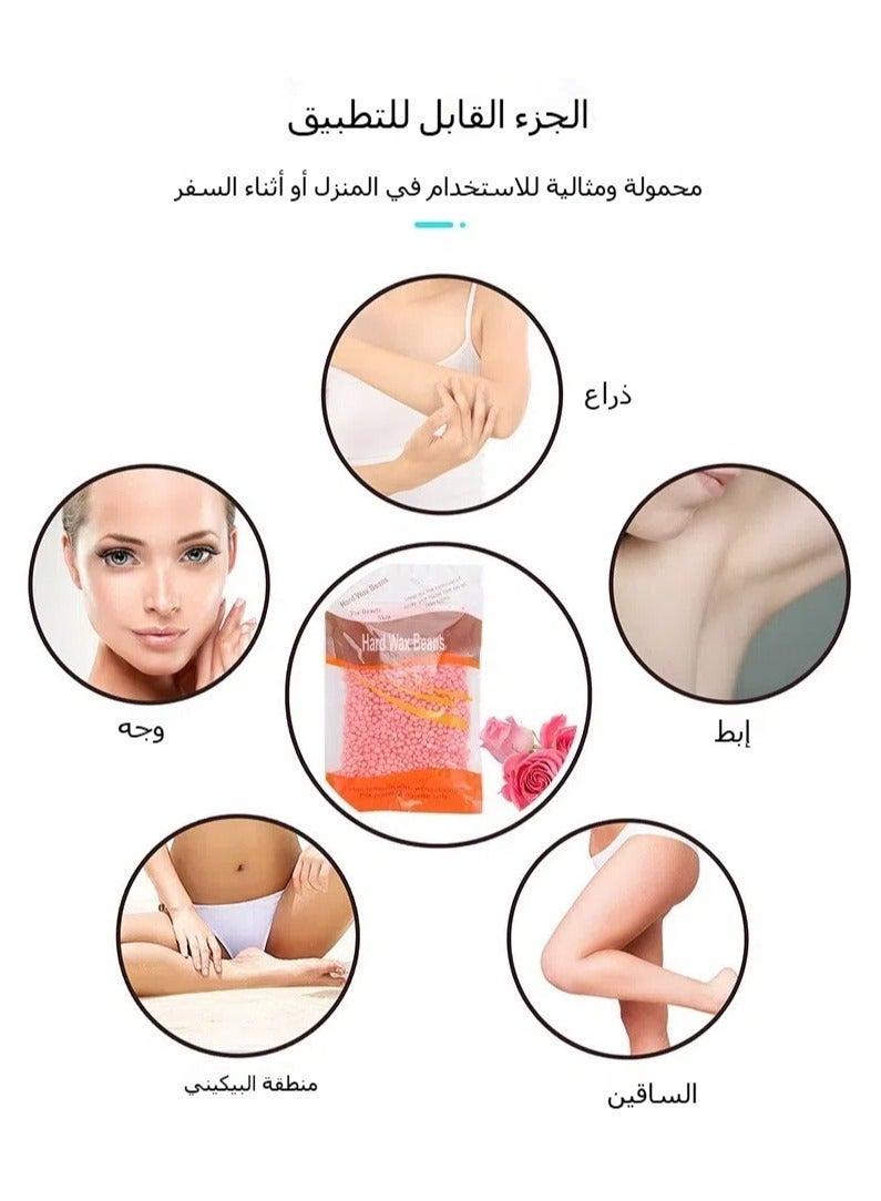 مجموعة ماكينة شمع إزالة الشعر المحمولة الخاصة مع سخان الشمع و4 عبوات من حبيبات الشمع - Image 2