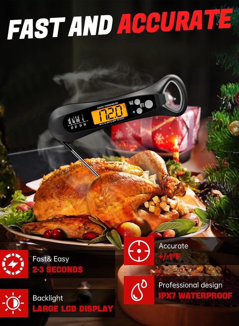 NIBEMINENT Meat Thermometer Digital for Cooking and Grilling, Waterproof, Magnet，Calibration, Foldable Probe, Digital Food Thermometer, Instant Read Thermometer for Kitchen - Image 2