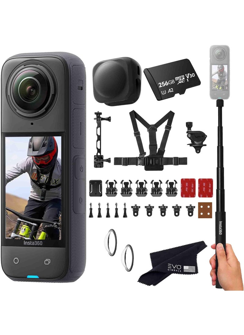 Insta360 Insta360 X4 Bike Bundle  Waterproof 360 Action Camera with 12 48MP Sensors 8K 360 HDR Video 72MP 360 Photo Includes Bike Bundle Selfie Stick Lens Cap 256GB Black  - Image 1