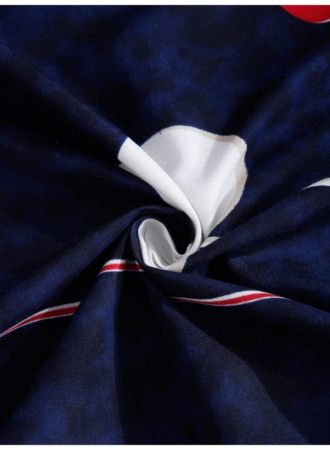 Fashion String ملاءة سرير مزدوجة من ميكروفايبر داكنة زرقاء 144 TC مع 2 غطاء وسادة - Image 4