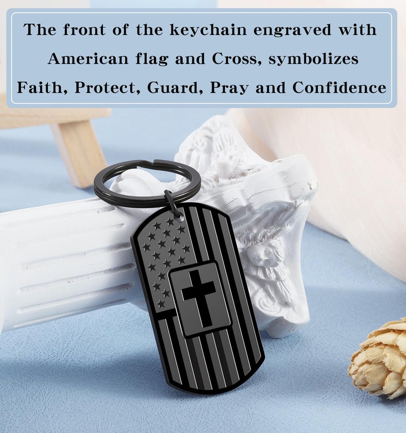 Keniot Christian Gifts for Men Boys, Bible Verse Dog Tag Cross Keychain for Birthday Christmas, First Communion Baptism Gifts (Psalm 91:11) - Image 3