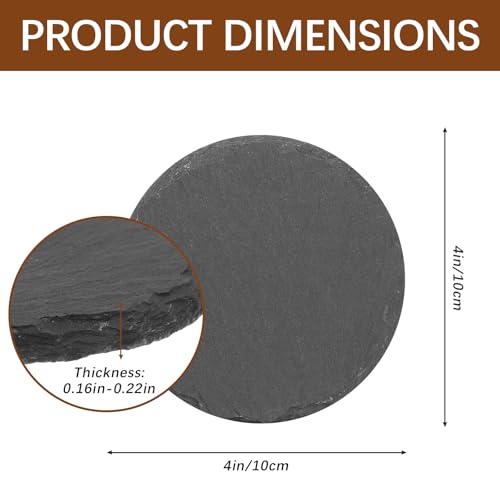 DASSNANE 72 PCS Black Natural Slate Coasters Bulk Set 4 Inch Laser Engraving Blanks with Anti Scratch Bottoms for Home, Office, Bar, Gifts Round Coasters - Image 2