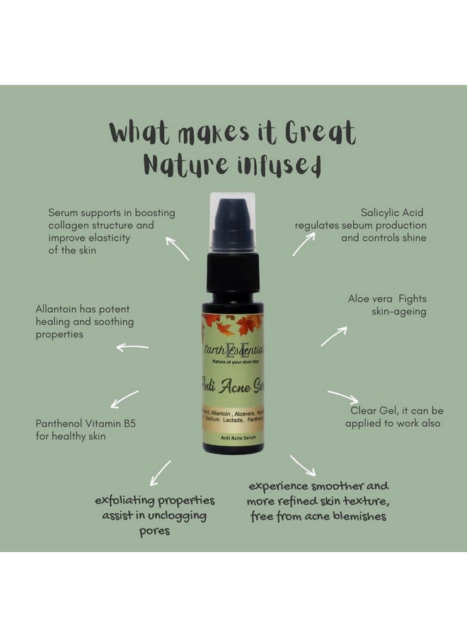Earth Essentials Anti Acne Face Serum for Acne Prone Skin with Allantoin & 2% ww salicylic Acid| For All Skin | Skin Care | For Men & Women| - Image 2